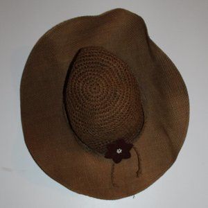 Brown macromere and burlap hat
